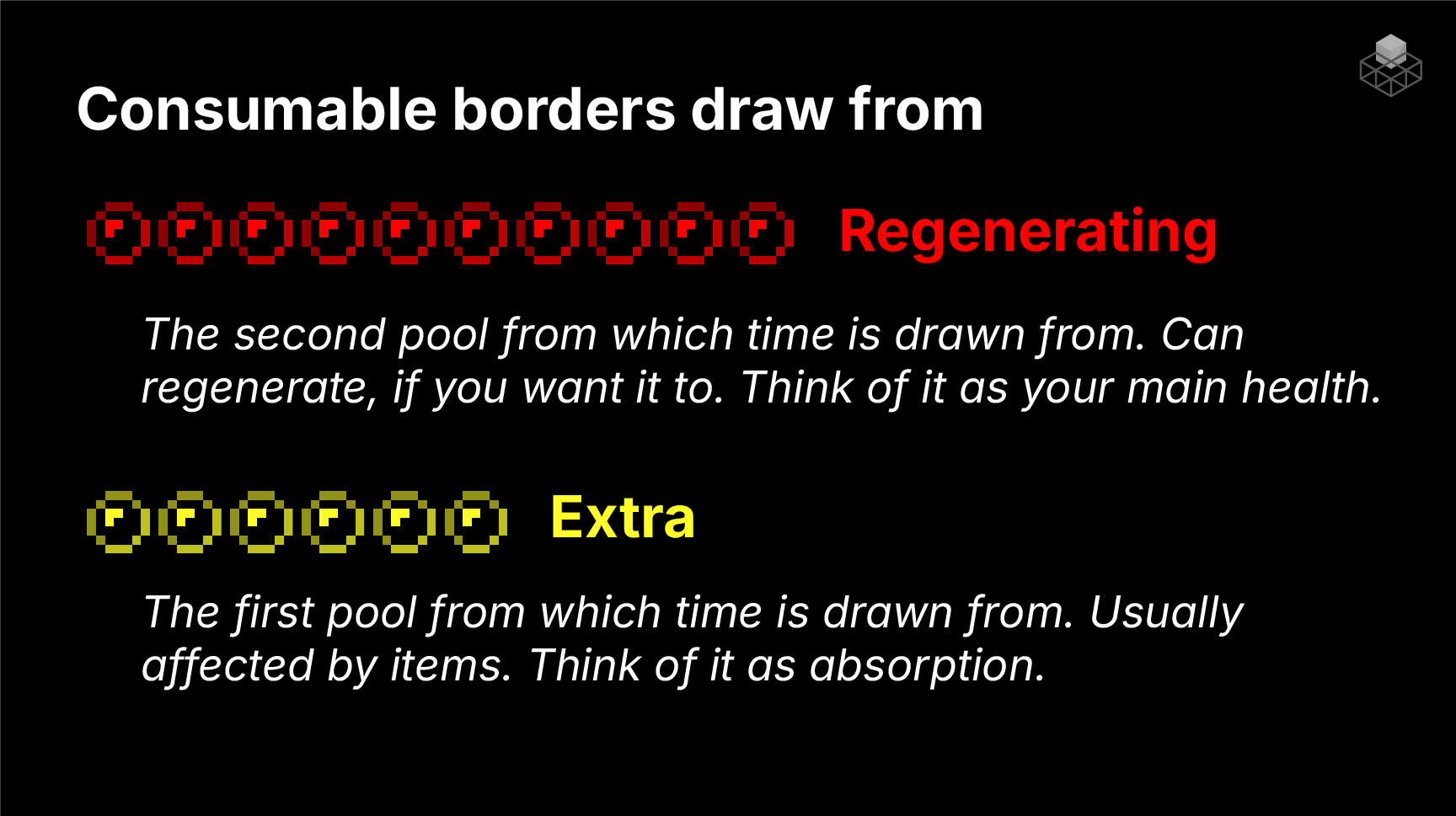 Illustrator of the two "tanks" of time that players can consume