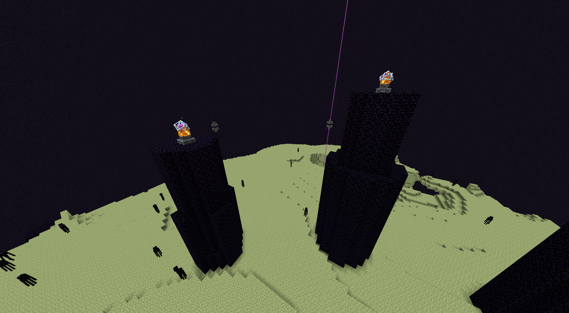 Differently-sized End pillars spawning on top of each other